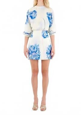 NEW ESPECIA lee mini dress in cream multi